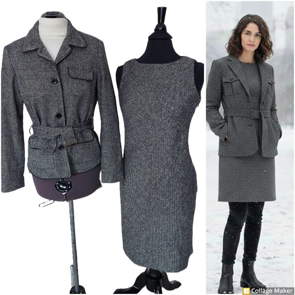 New Frontier business tweed set. Size 2. 75% Wool, 20% polyamide/lycra mix
